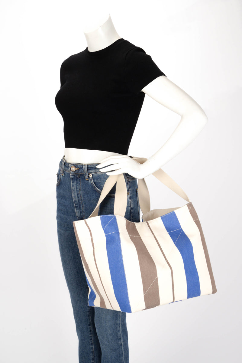 Hermes Blue Rocabar Canvas Zoulou Picnic Tote