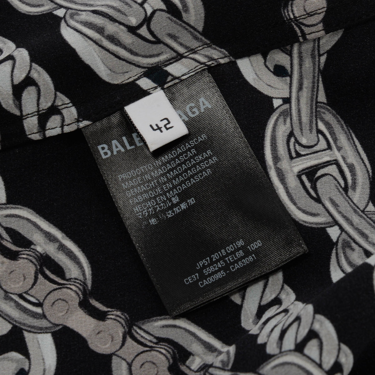 Balenciaga Black Silk Chain Print Oversize Shirt FR 42
