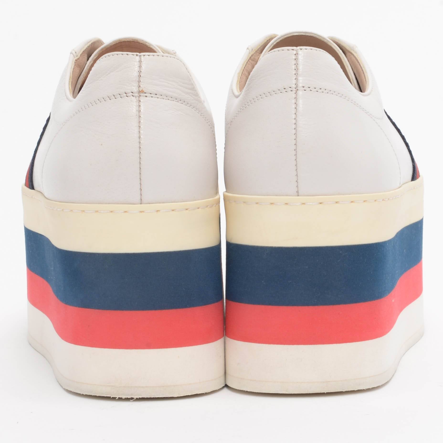 Gucci White Leather Peggy Platform Sneakers 39