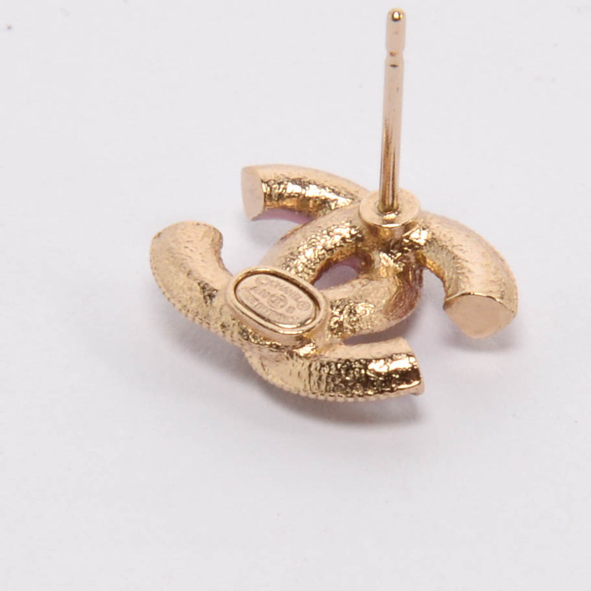 Chanel Pink & Gold Pearl CC Stud Earrings
