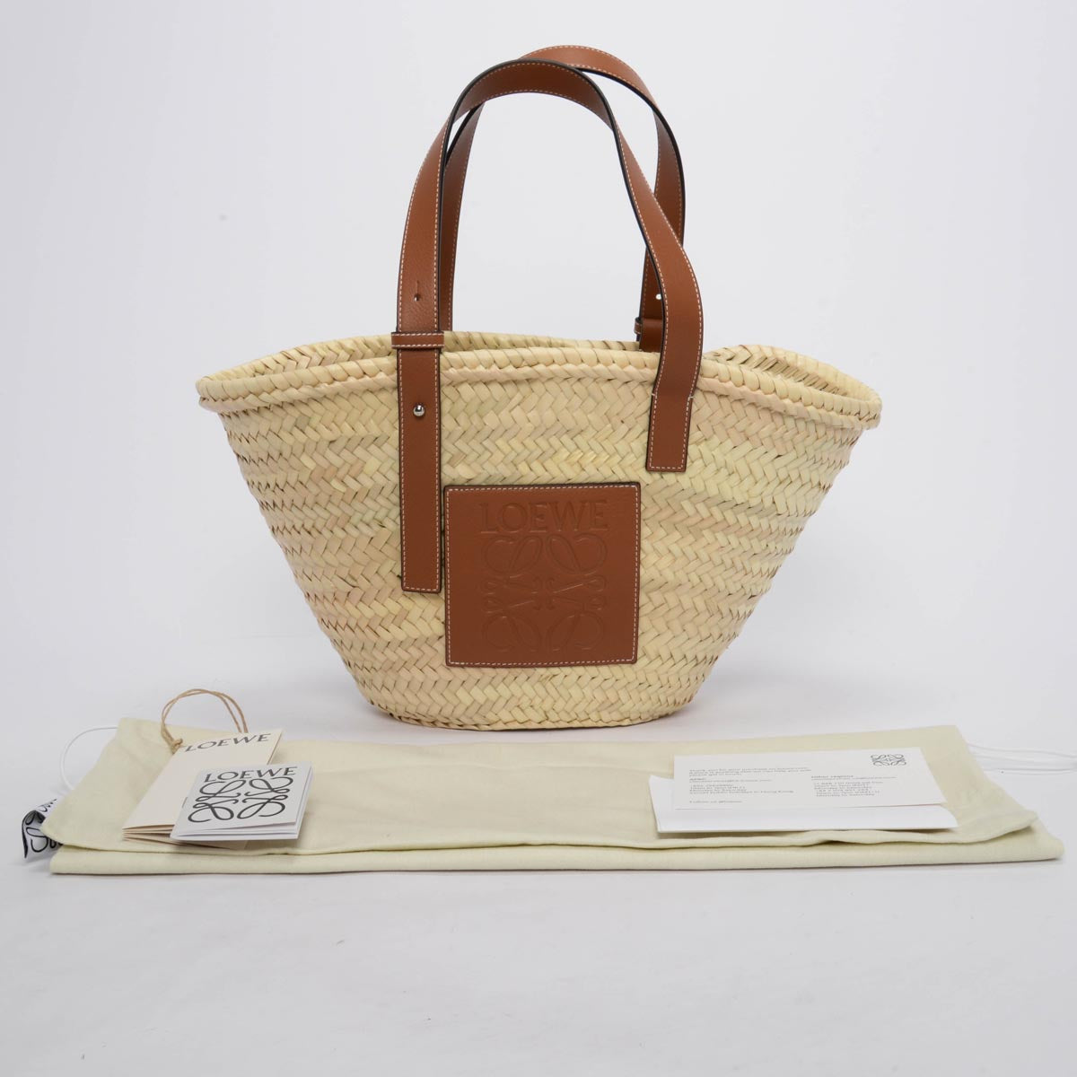 Loewe Tan Raffia Medium Basket Tote