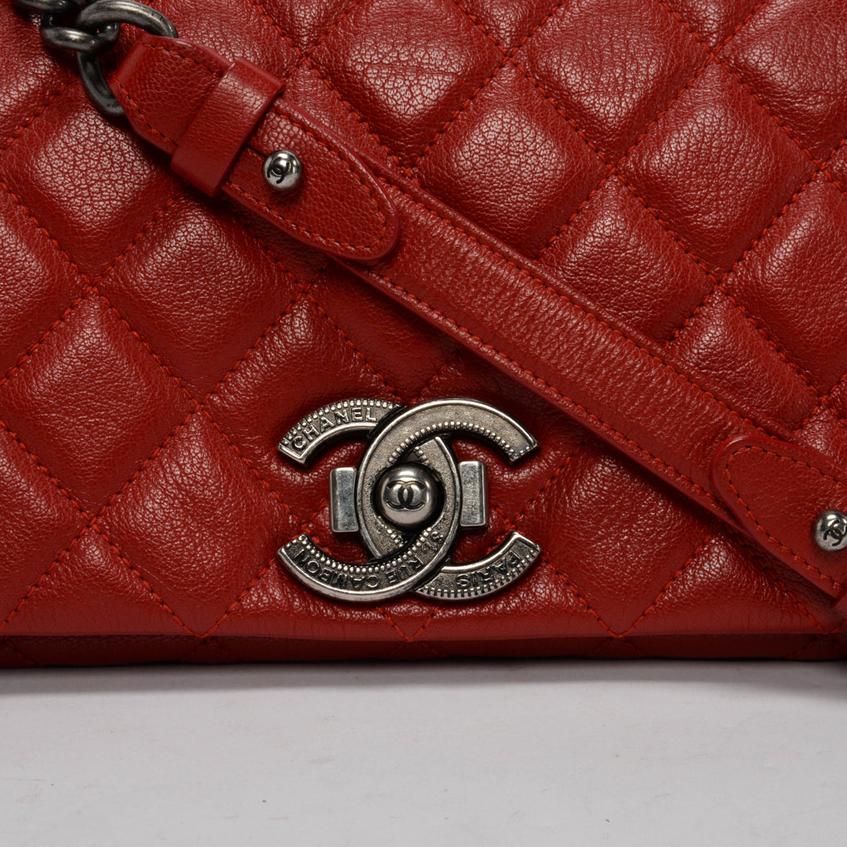 Chanel Red Quilted Goatskin City Rock Flap Bag