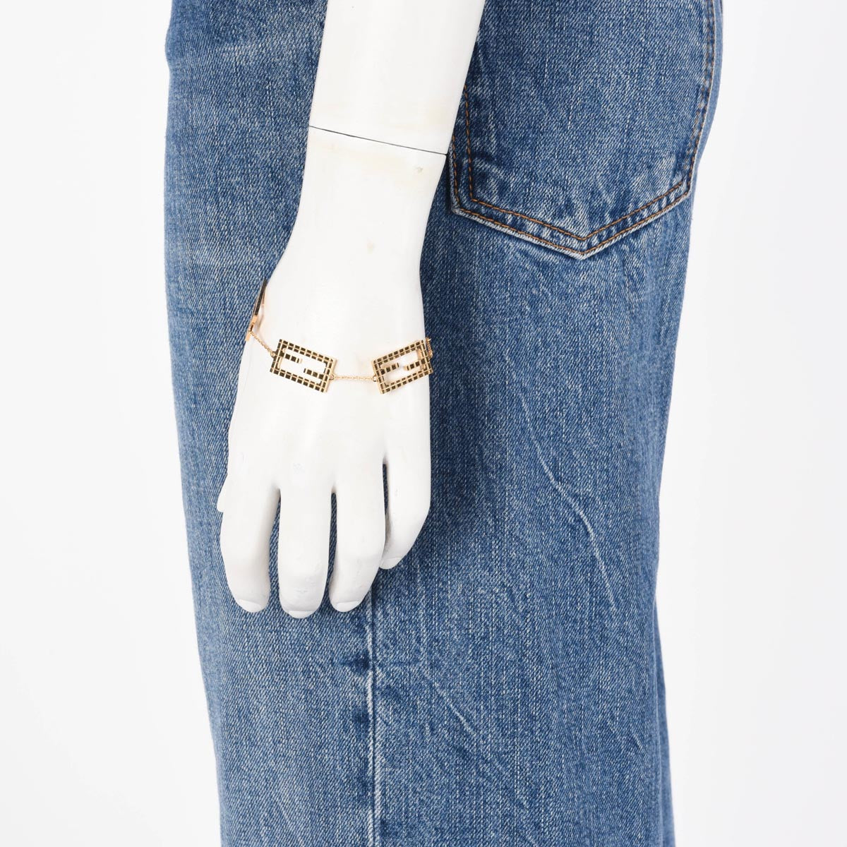 Fendi Gold Tone Metal Baguette Bracelet