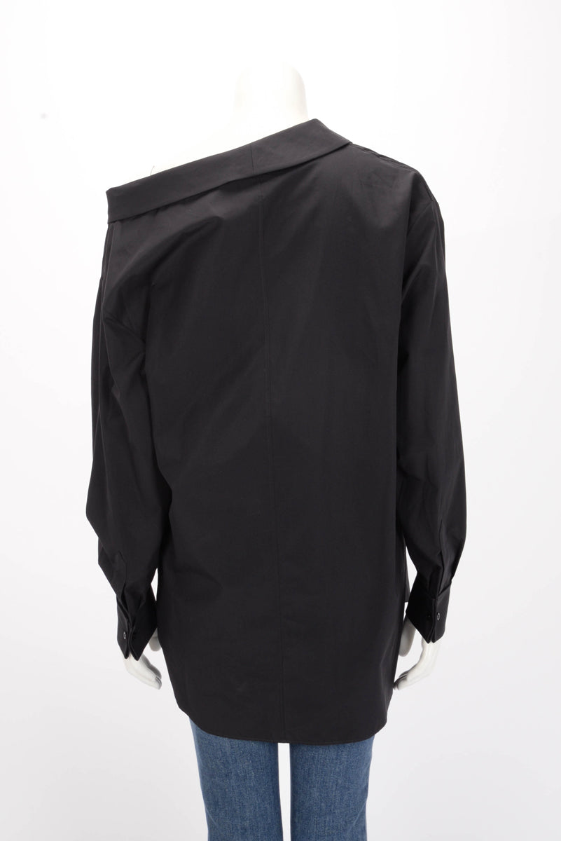 Dior Black Cotton Poplin Asymmetric Shirt FR 42