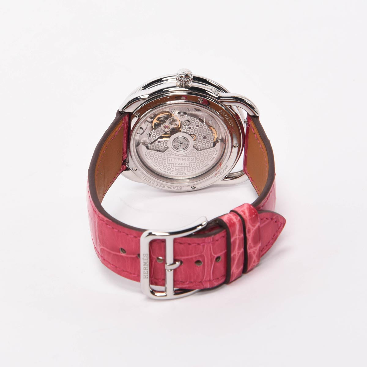 Hermes Stainless Steel & Diamond Arceau Petite Lune Watch