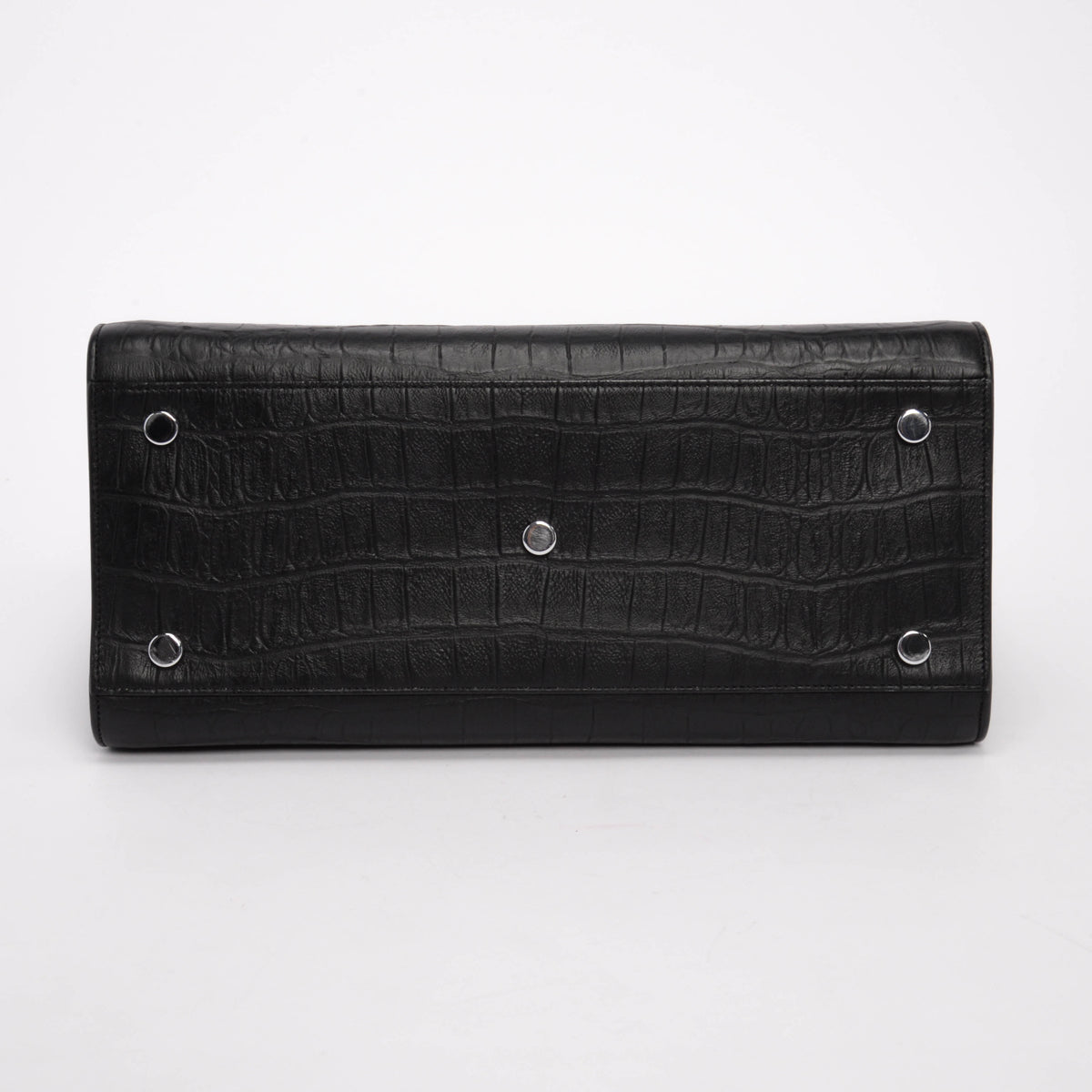 Saint Laurent Black Croc Embossed Small Sac de Jour Tote