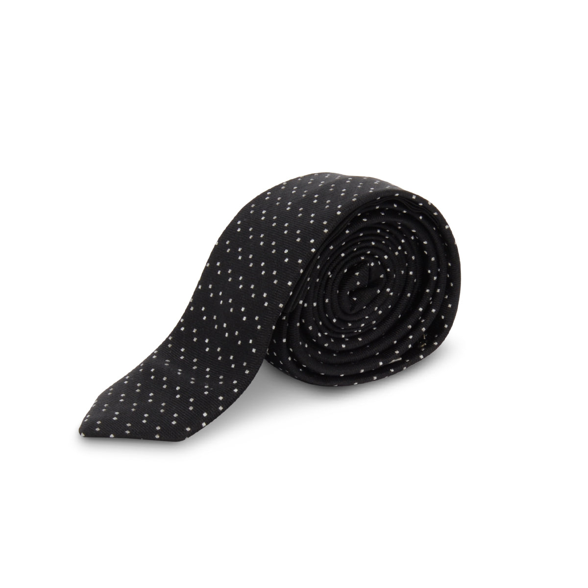 Saint Laurent Black Silk Polka Dot Skinny Tie