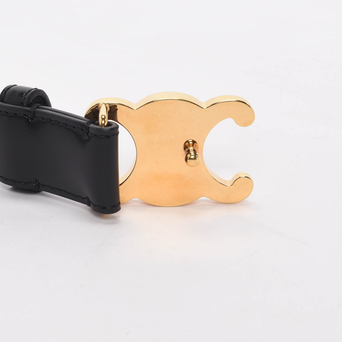 Celine Black Calfskin Medium Triomphe Belt