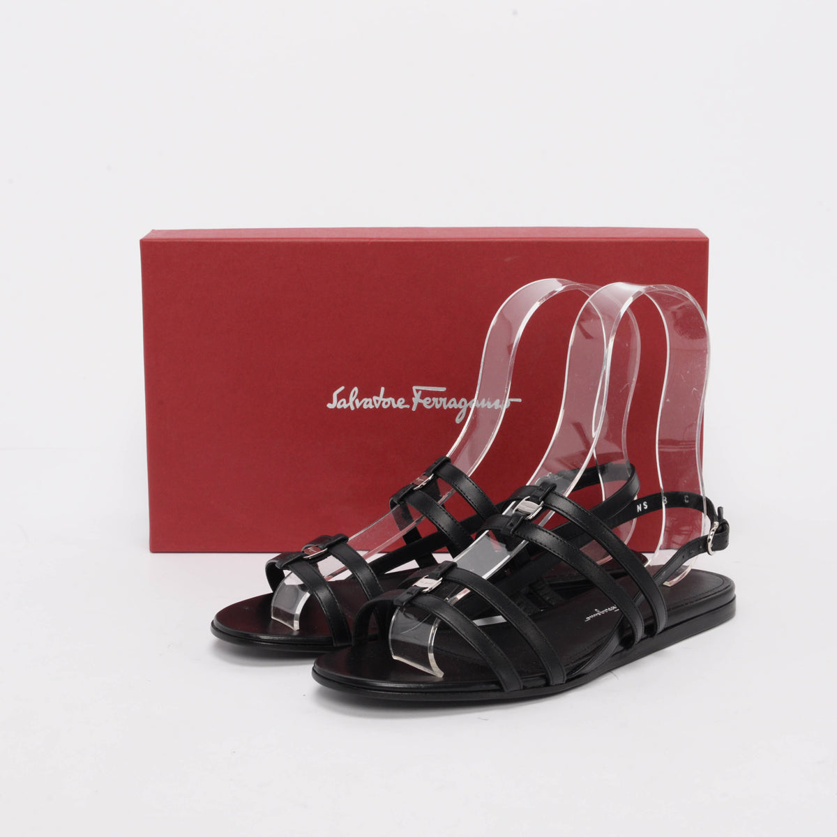 Ferragamo Black Calfskin Typa Sandals 8