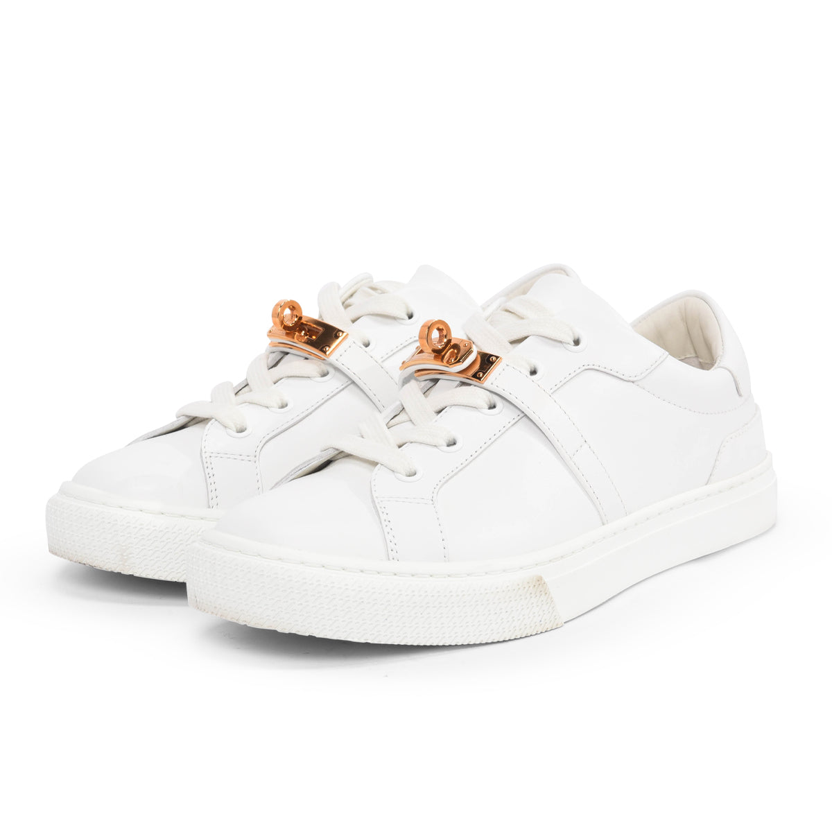 Hermes White Calfskin Day Sneakers 36.5