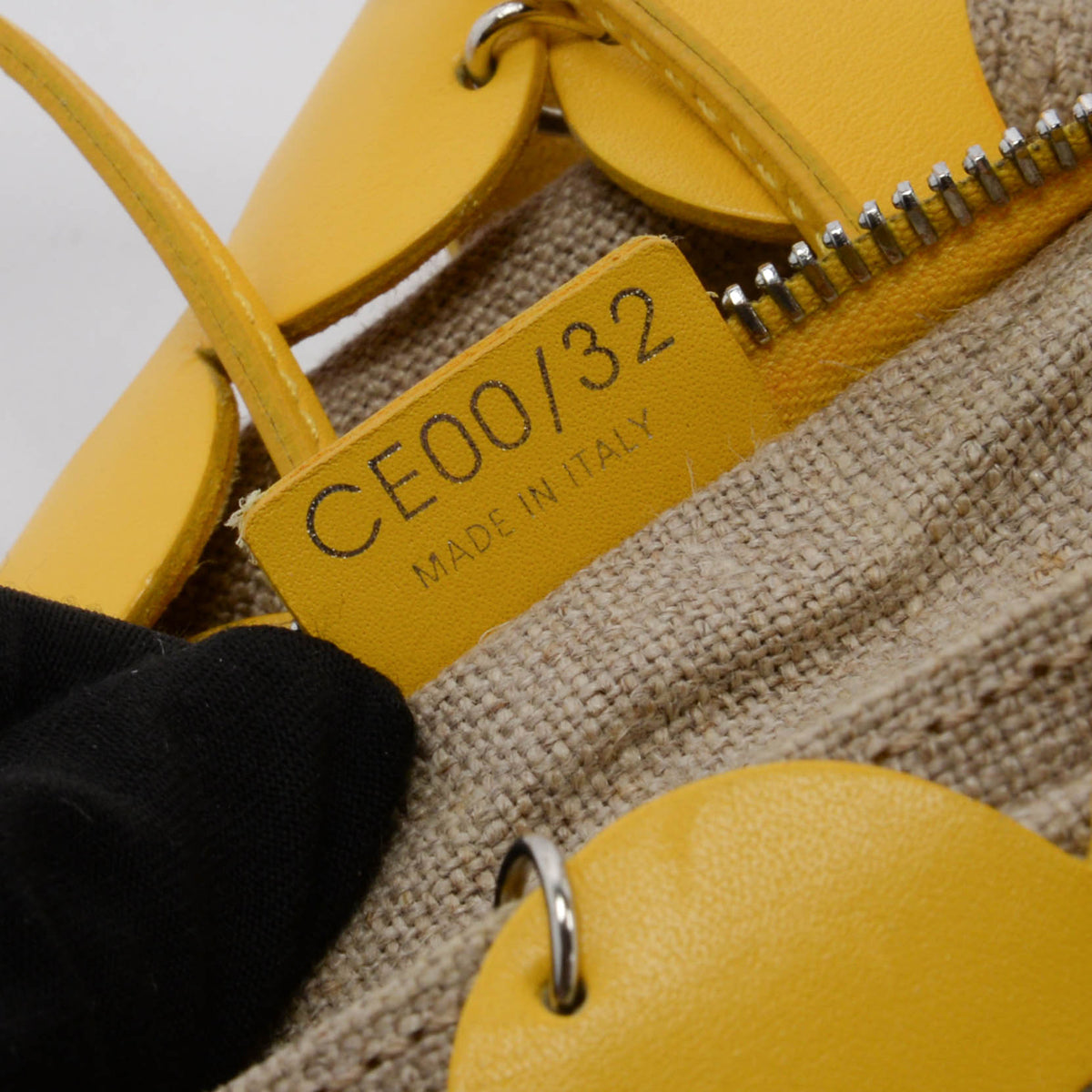 Celine Vintage Yellow Canvas & Calfskin Cutout Flower Bag