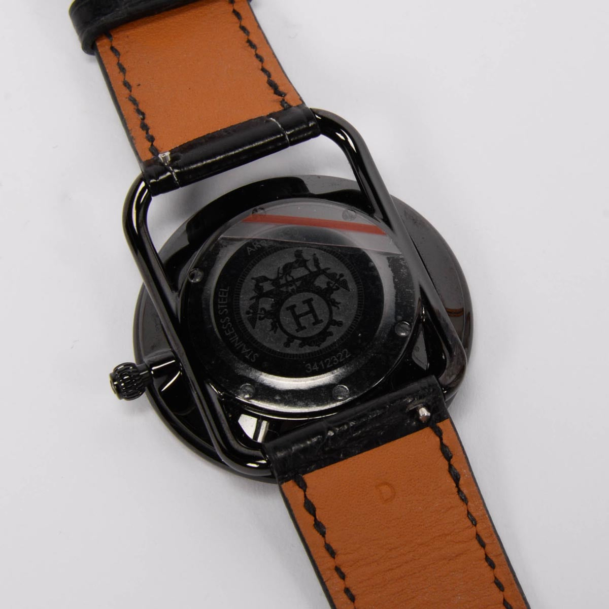 Hermes Black Stainless Steel & Diamond Arceau Ronde Des Heures Watch