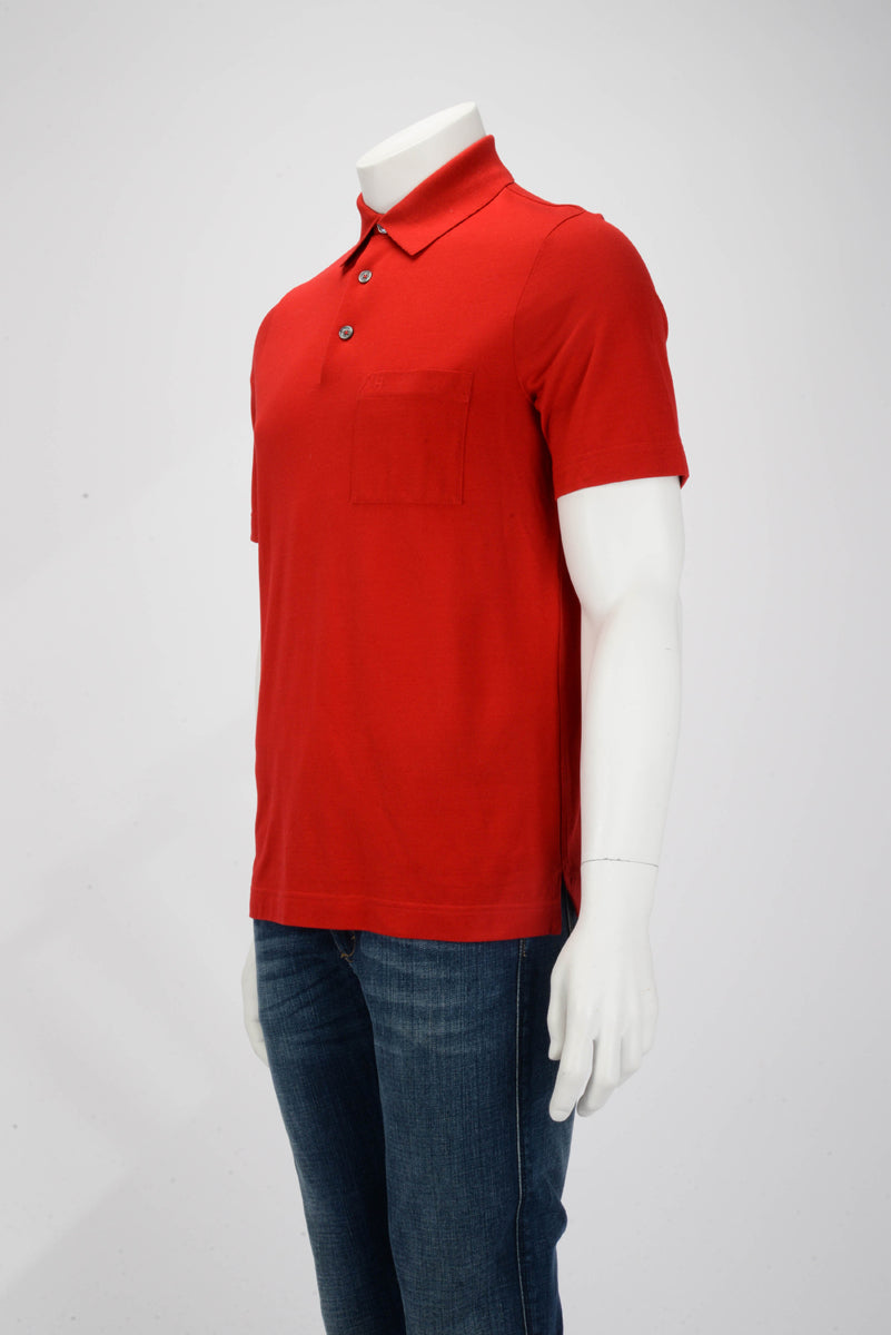 Hermes Rouge Vif Pique H Embroidered Polo S