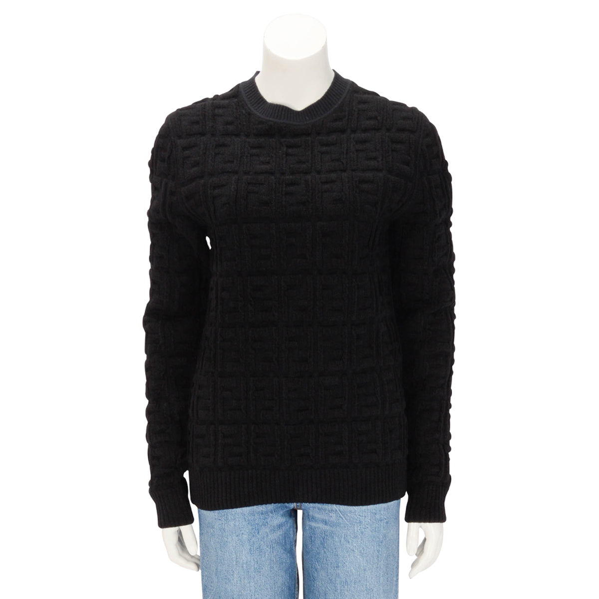 Fendi Black Chenille FF Motif Sweater IT 50