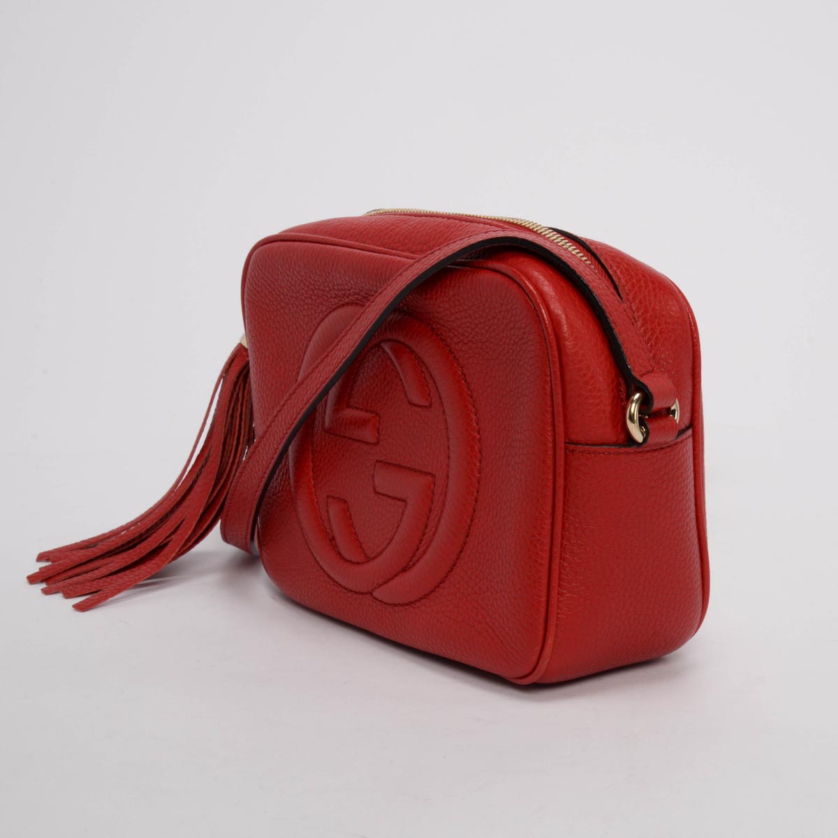 Gucci Red Grained Calfskin Soho Disco Bag