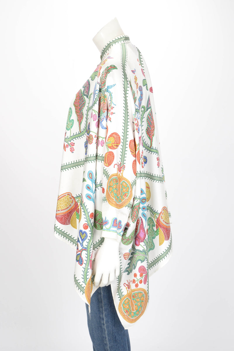 La DoubleJ White & Multicolour Silk Grenadilla Print Blouse S