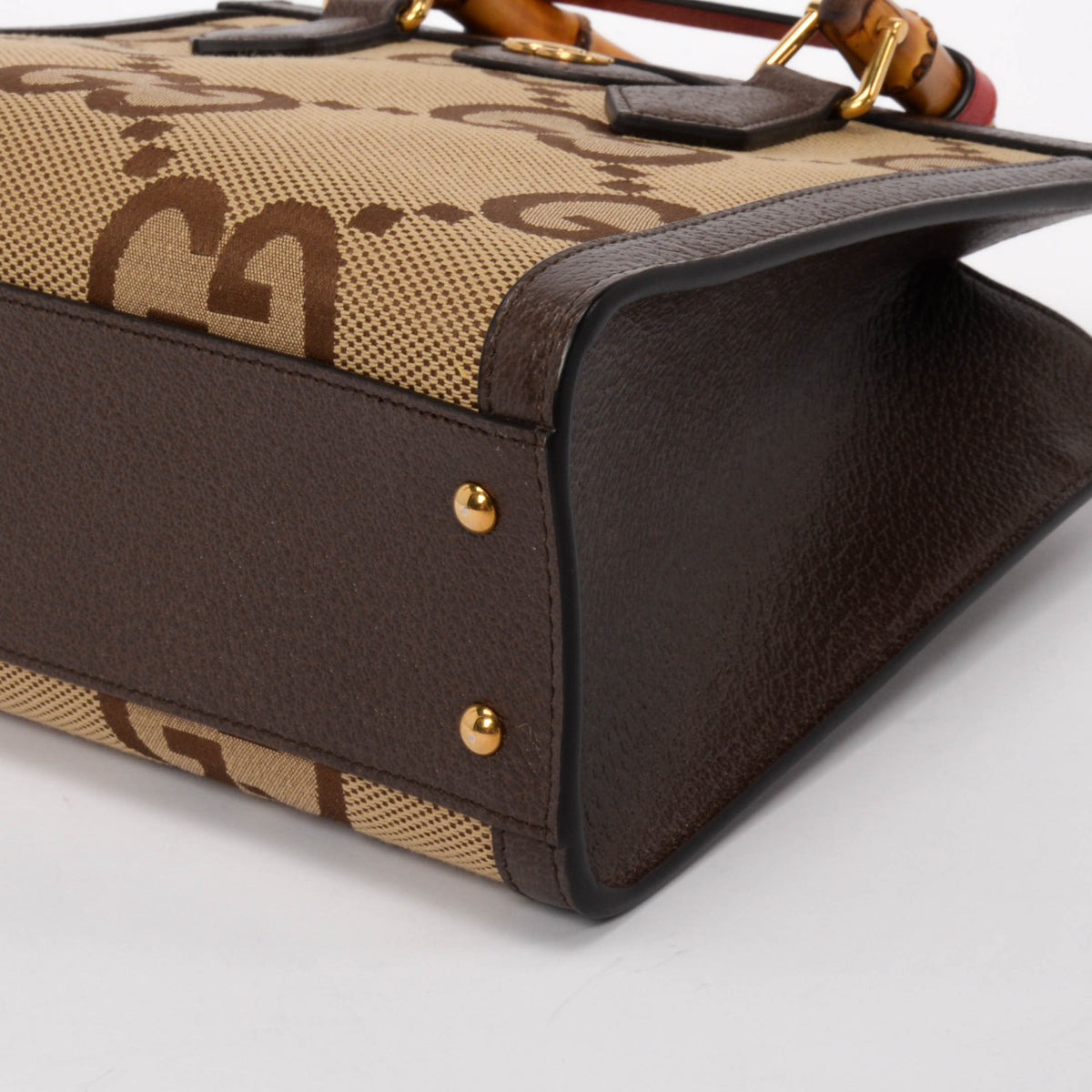 Gucci Brown Textured Dollar Calfskin Jumbo GG Small Diana Bag