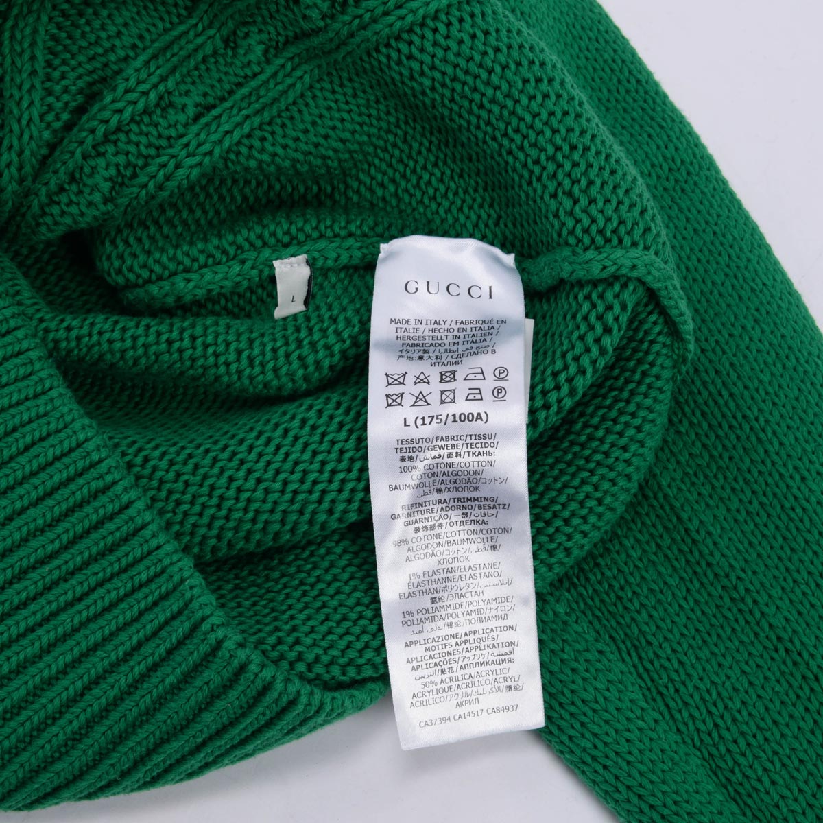 Gucci Green Cable Knit GG Sweater L