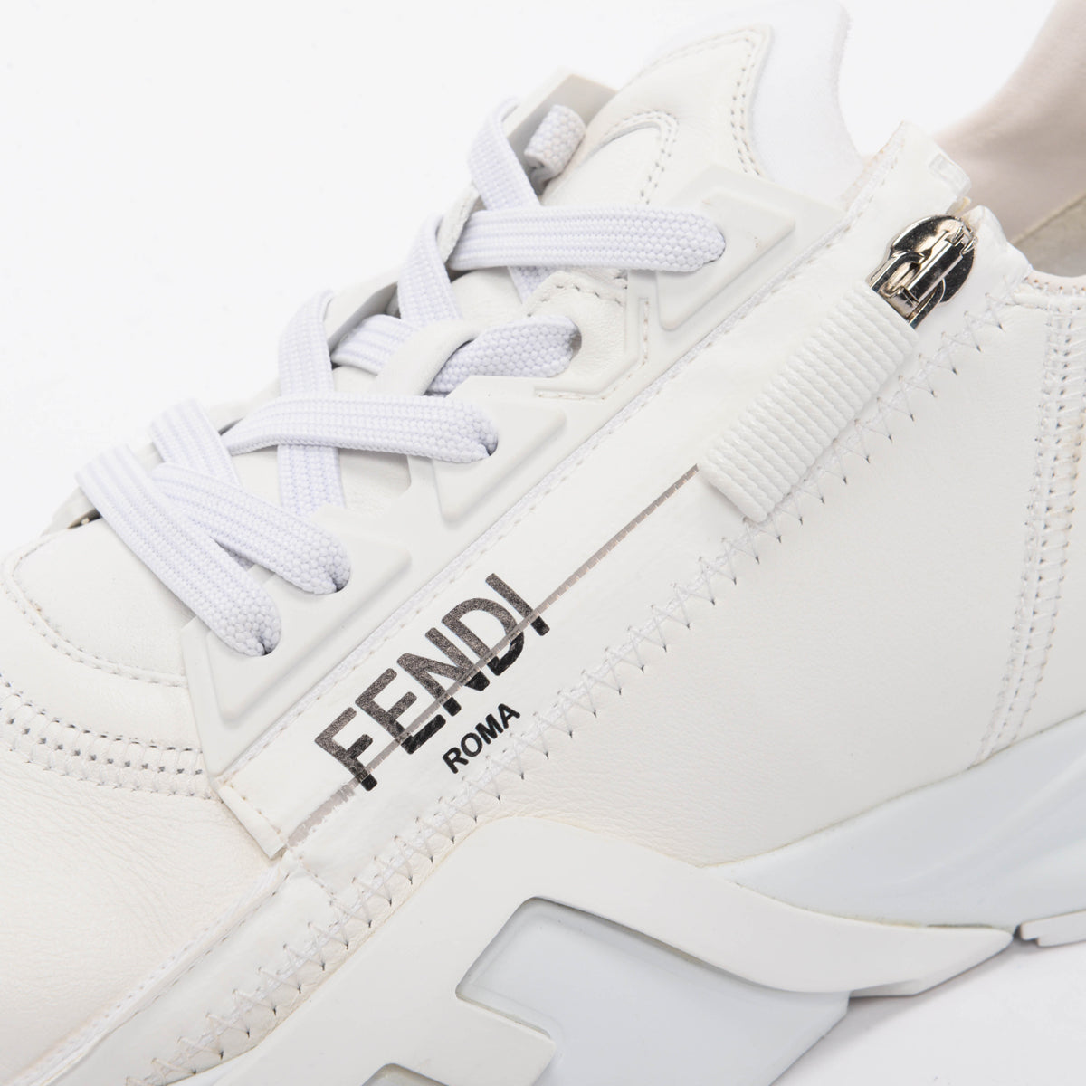 Fendi White Calfskin Fendi Flow Sneakers 39