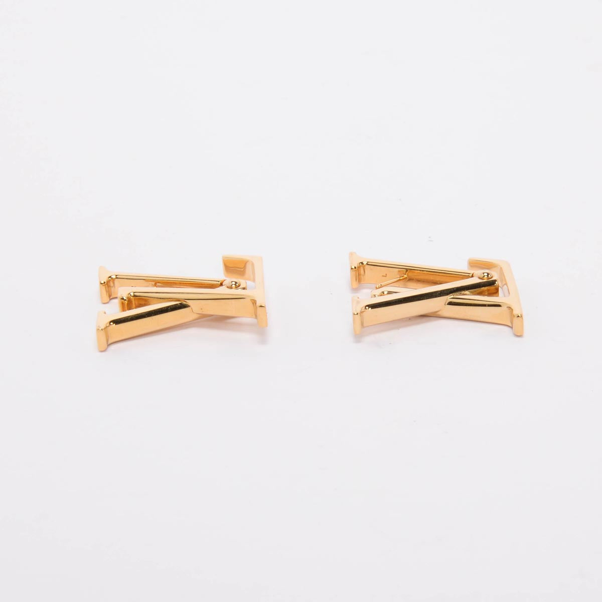 Louis Vuitton Gold Tone Macro LV Earrings