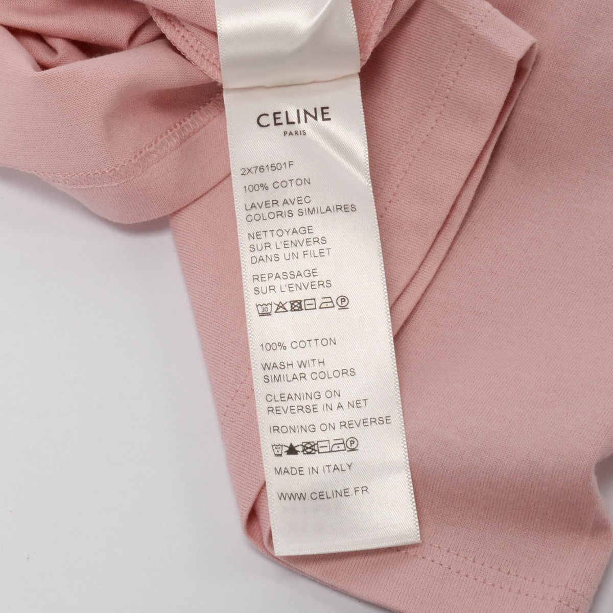 Celine Pink Cotton Logo Cropped T-Shirt M