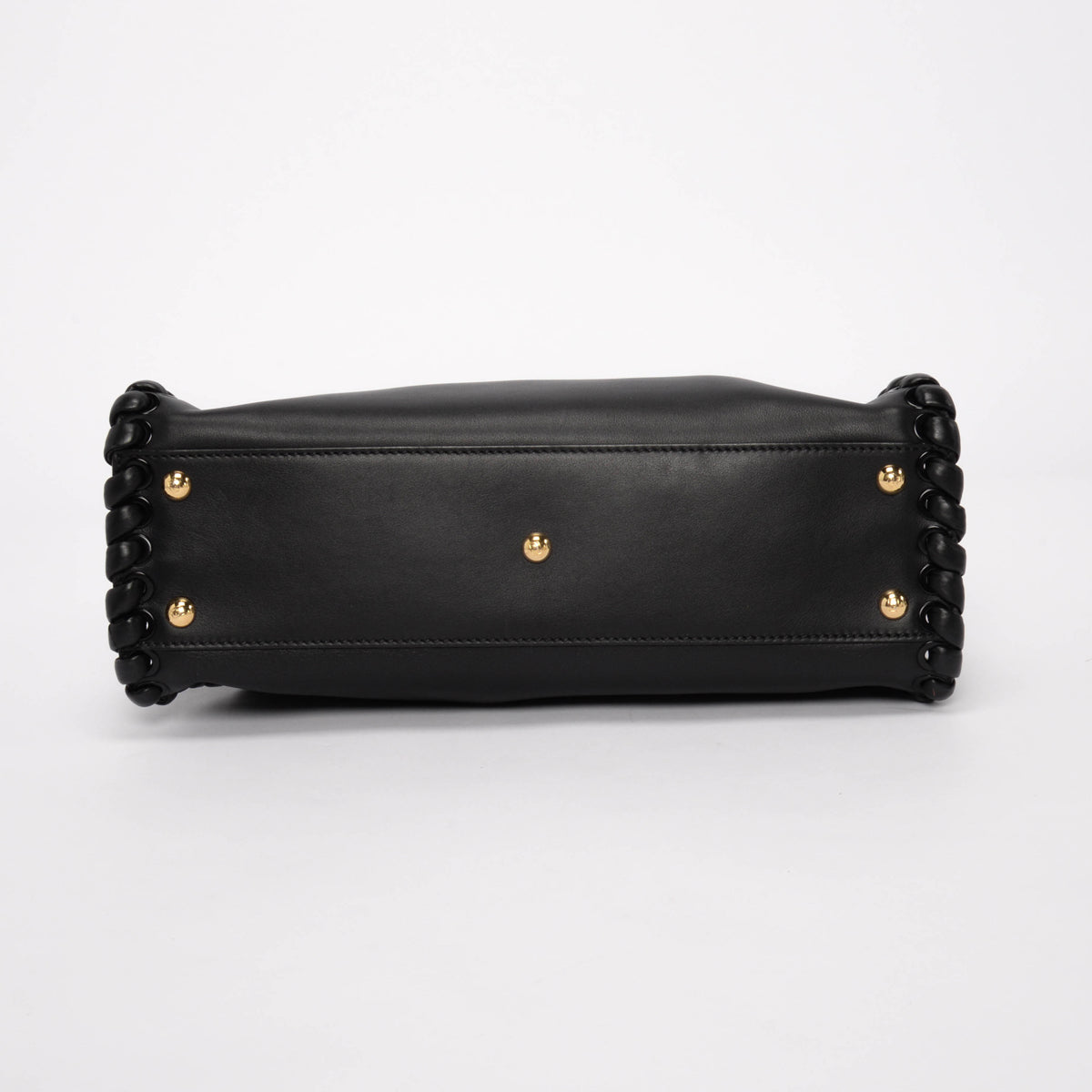 Fendi Black Whipstitched Leather Medium Peekaboo Bag