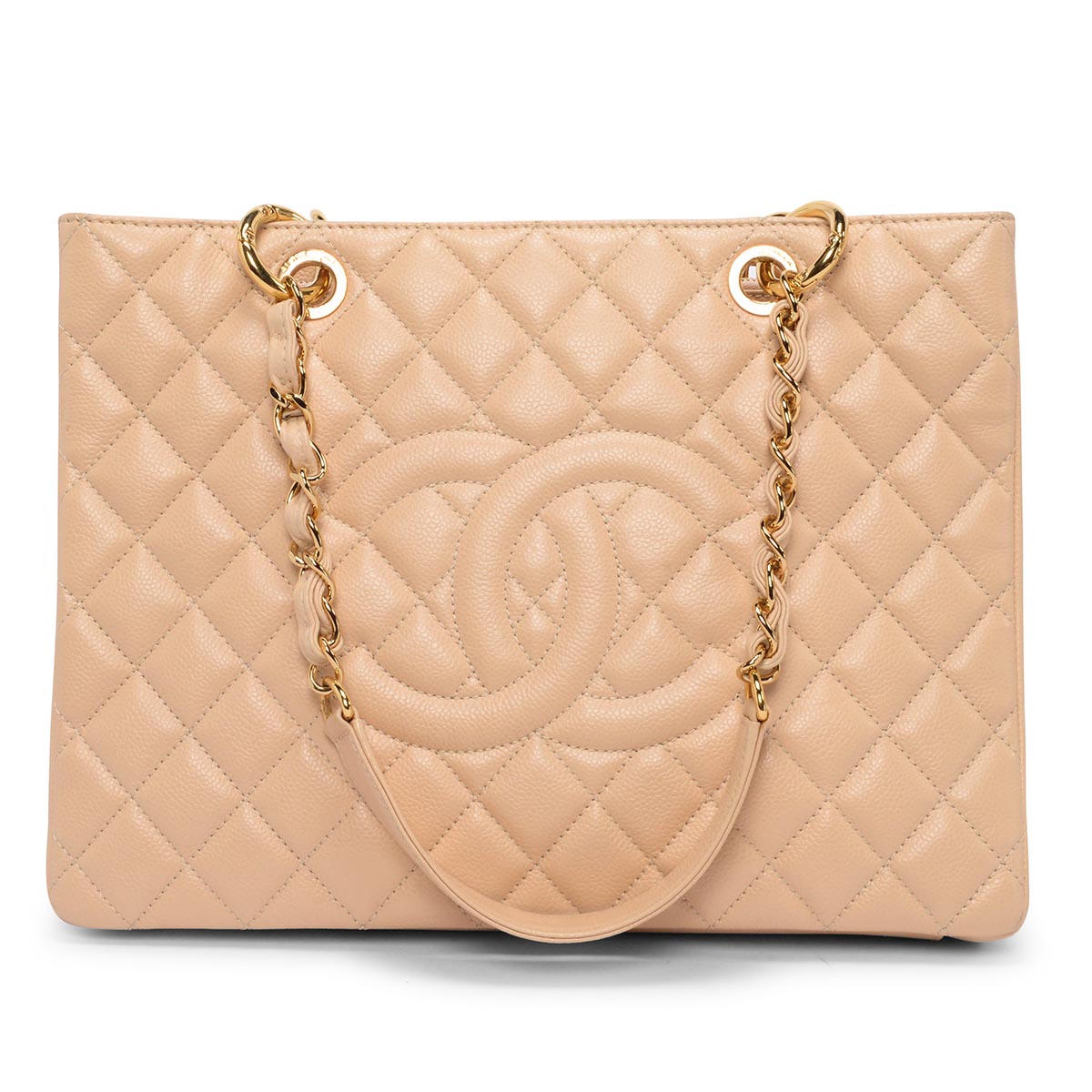 Chanel Beige Clair Quilted Caviar Grand Shopping Tote