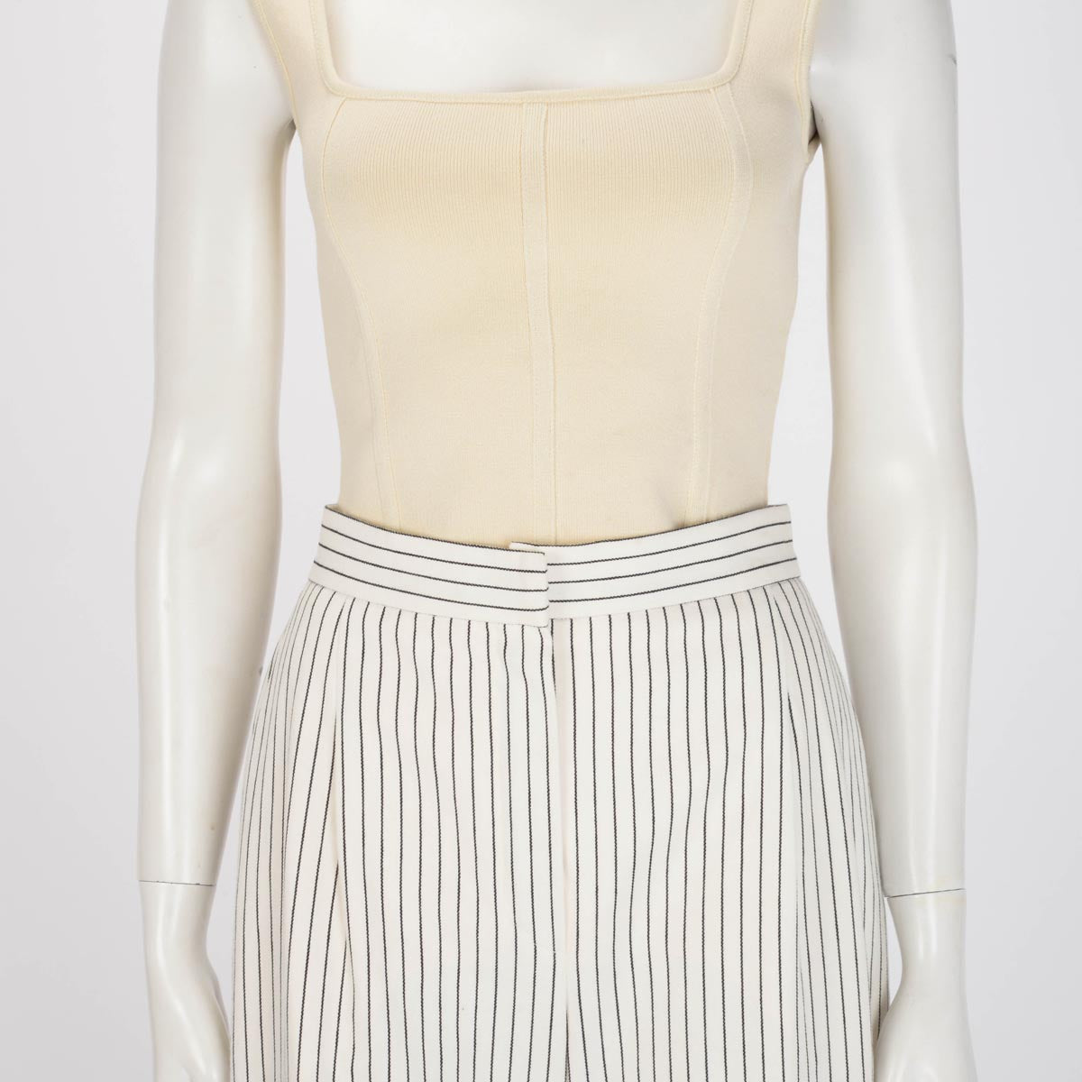 Chanel White & Black Pinstriped Wide Leg Pants FR 40