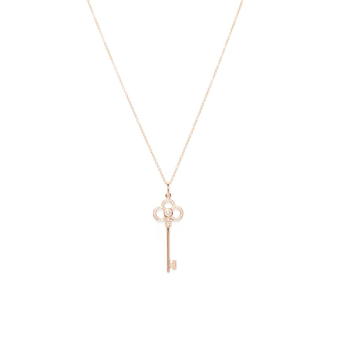 Tiffany & Co Rose Gold & Diamonds Crown Key Pendant