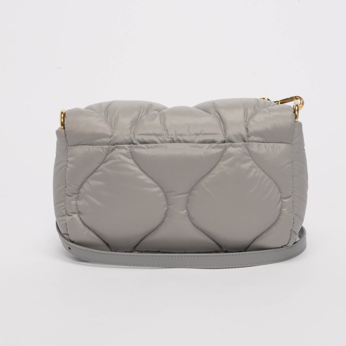 Miu Miu Grey Padded Nylon Chain Shoulder Bag