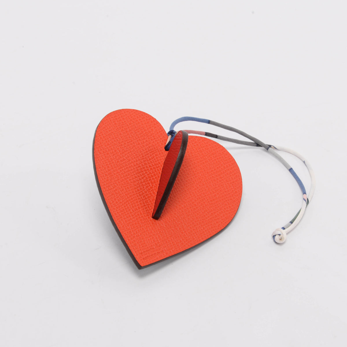 Hermes Red Calfskin Petit H Heart Charm Ornament