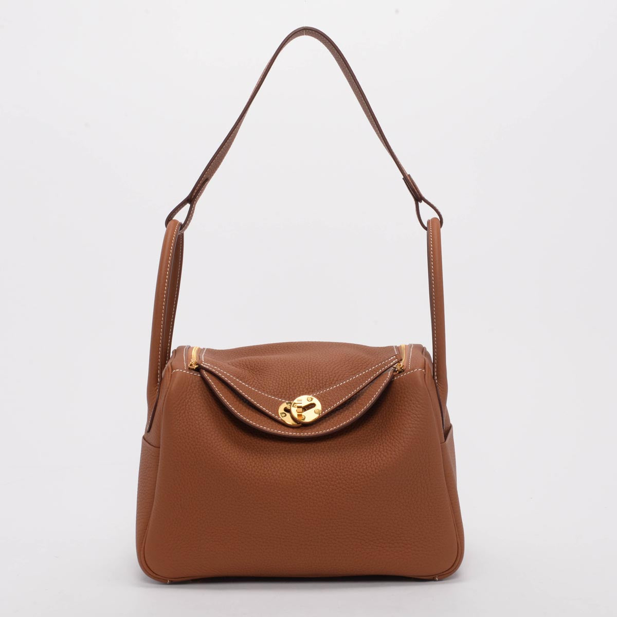 Hermes Gold Clemence Lindy 26 Shoulder Bag