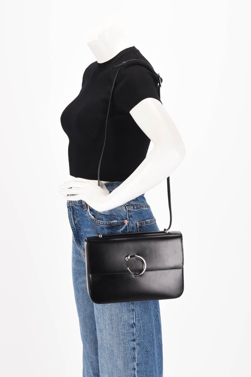Cartier Black Calfskin Panthere Shoulder Bag