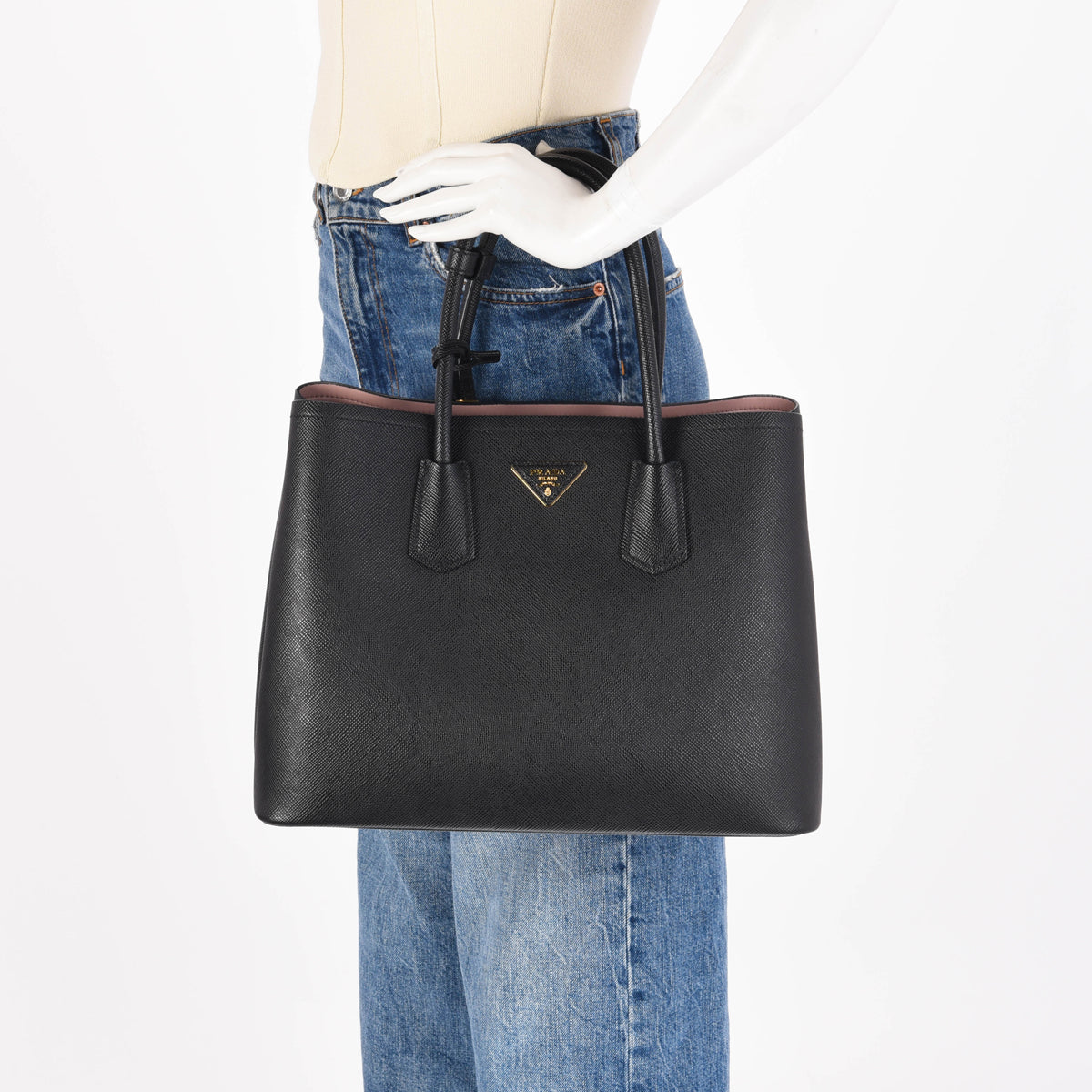 Prada Black Saffiano Medium Double Bag
