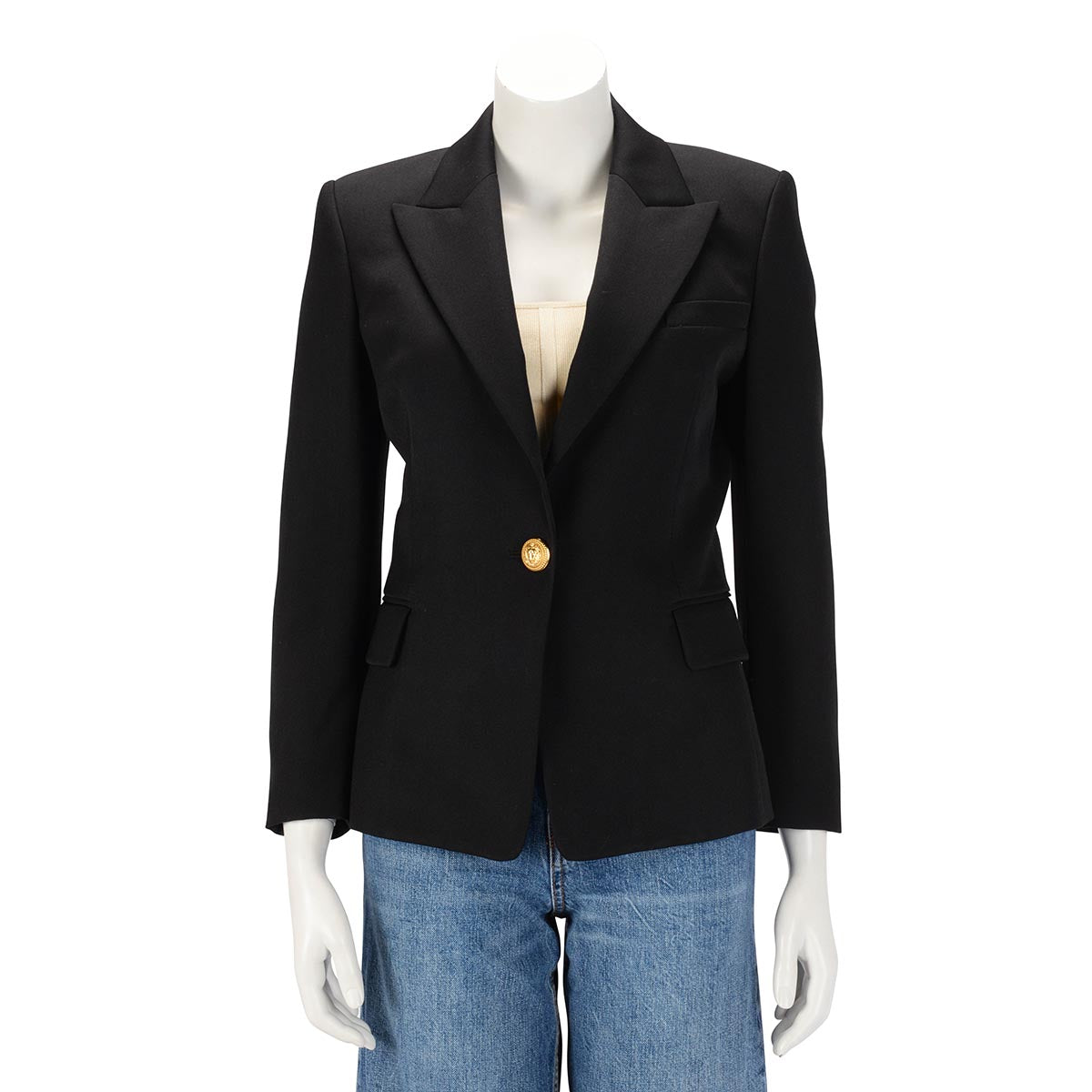 Balmain Black Wool Twill Single Breasted Blazer FR 38