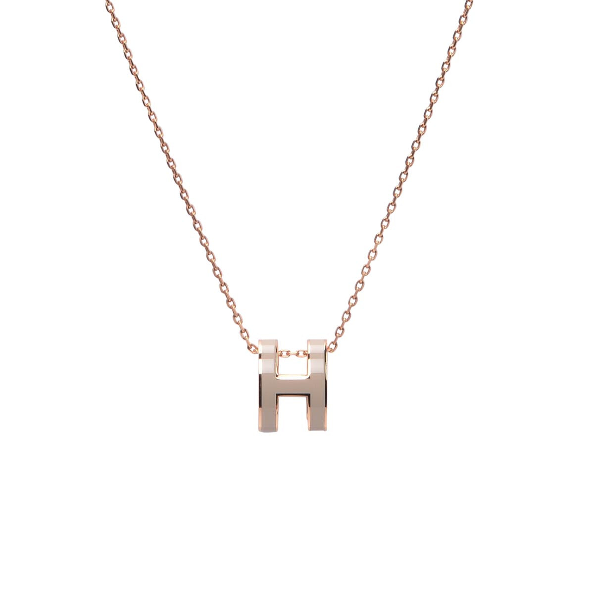 Hermes Marron Glace Enamel Pop H Necklace RGHW