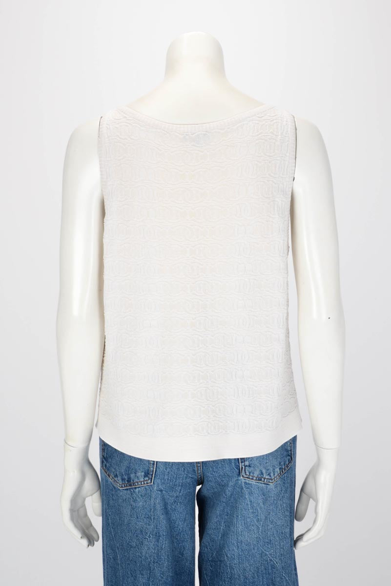 Chanel Cream Cotton CC Singlet Top FR 44