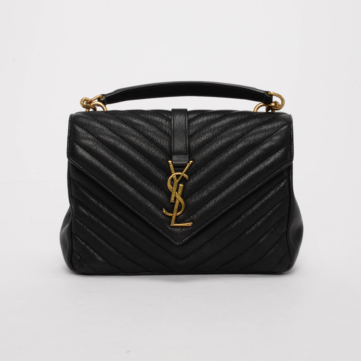 Saint Laurent Black Quilted Calfskin Medium College Bag