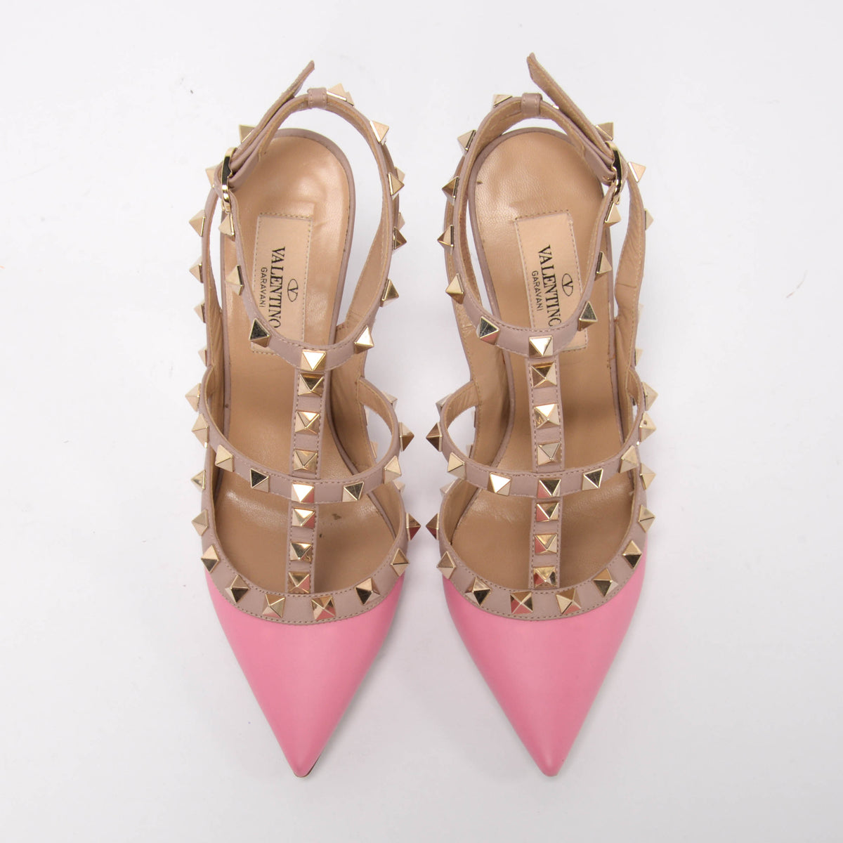 Valentino Pink Calfskin Rockstud Cage Pumps 35