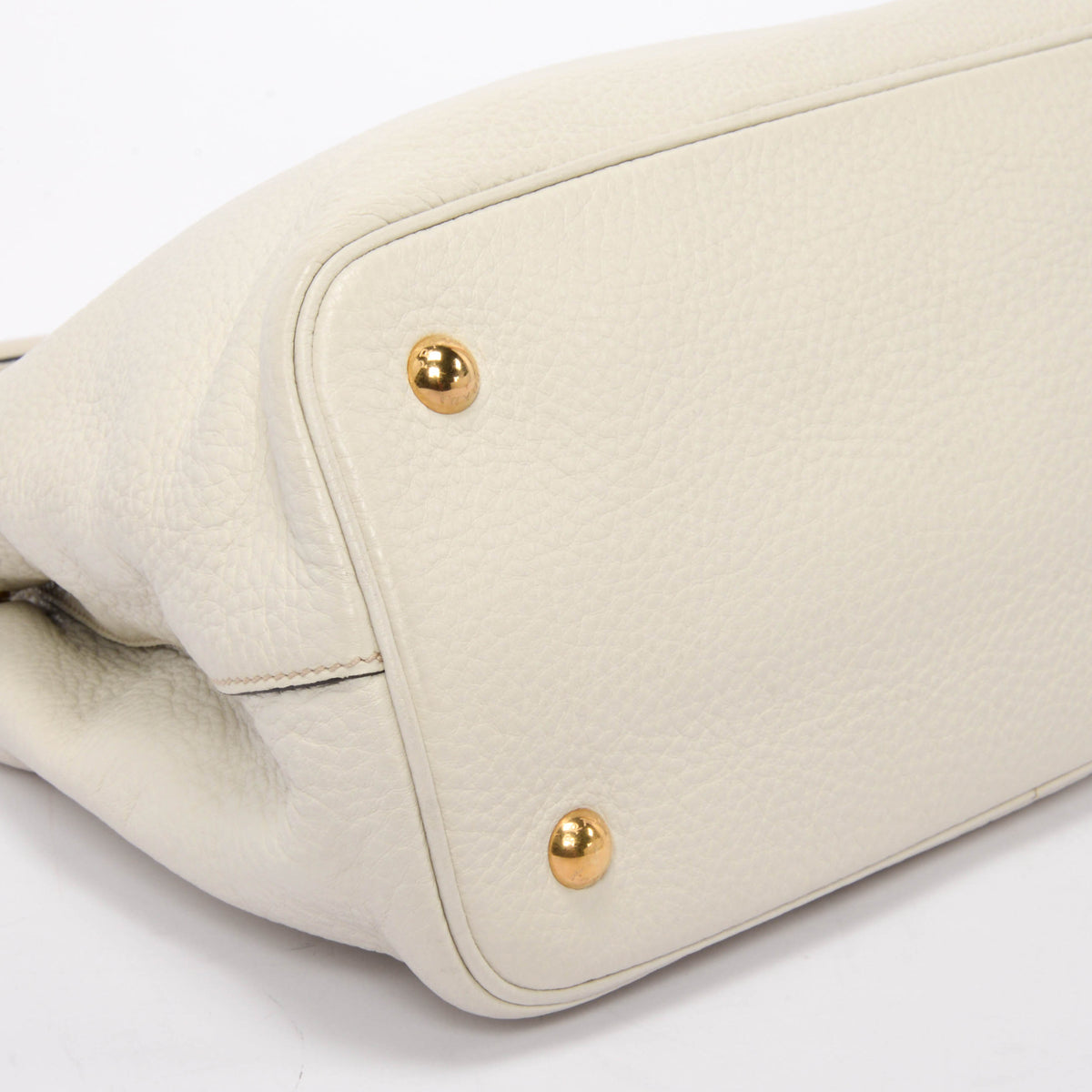 Prada Talco White Vitello Phenix Small Shoulder Bag