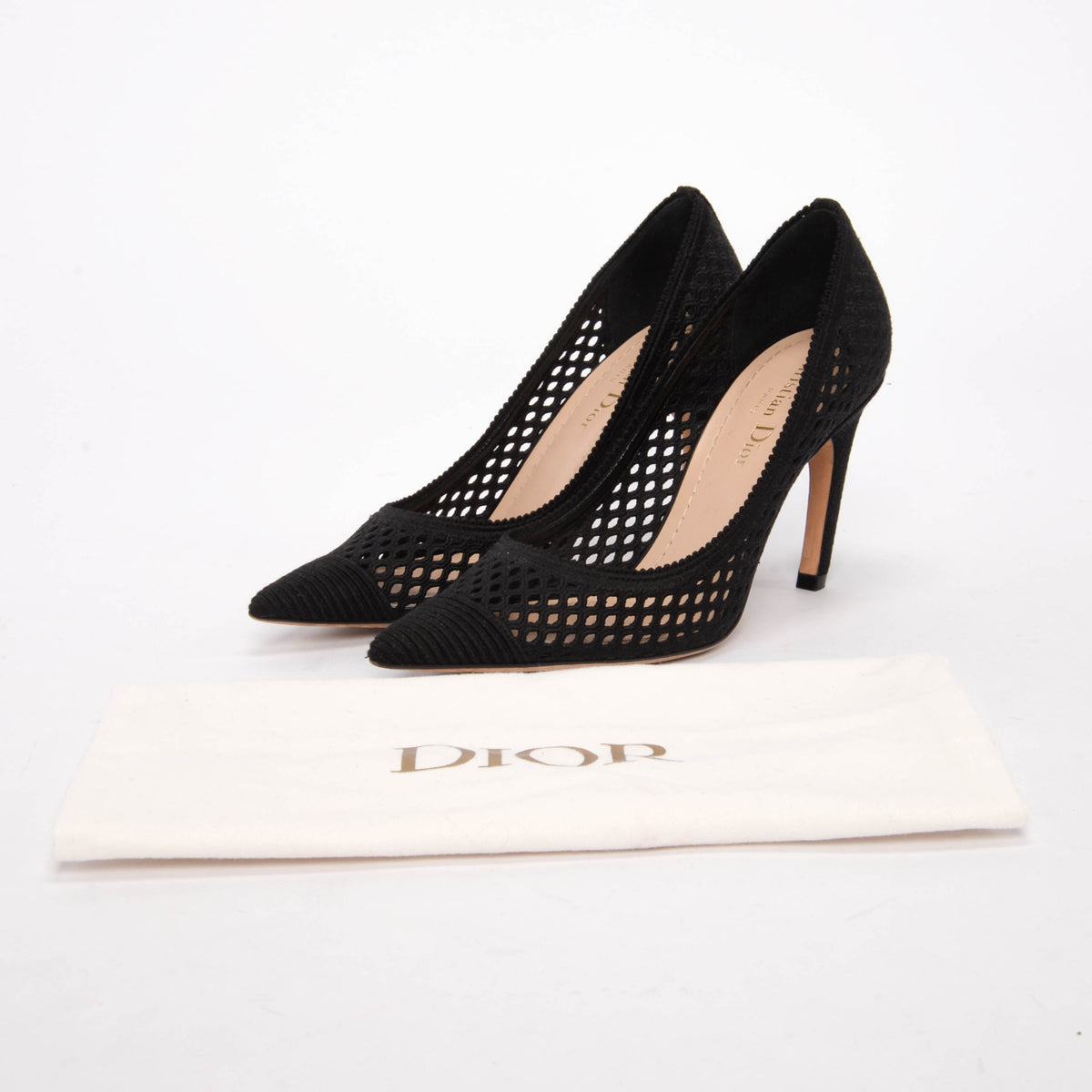 Dior Black Cotton Cannage Capture Pumps 36
