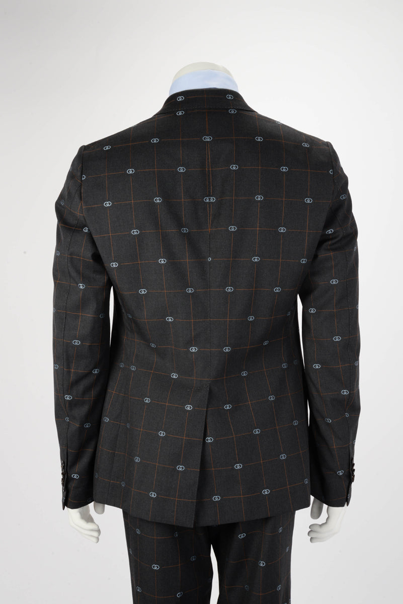 Gucci Charcoal Wool GG Check Straight Fit S.B. Suit IT 50