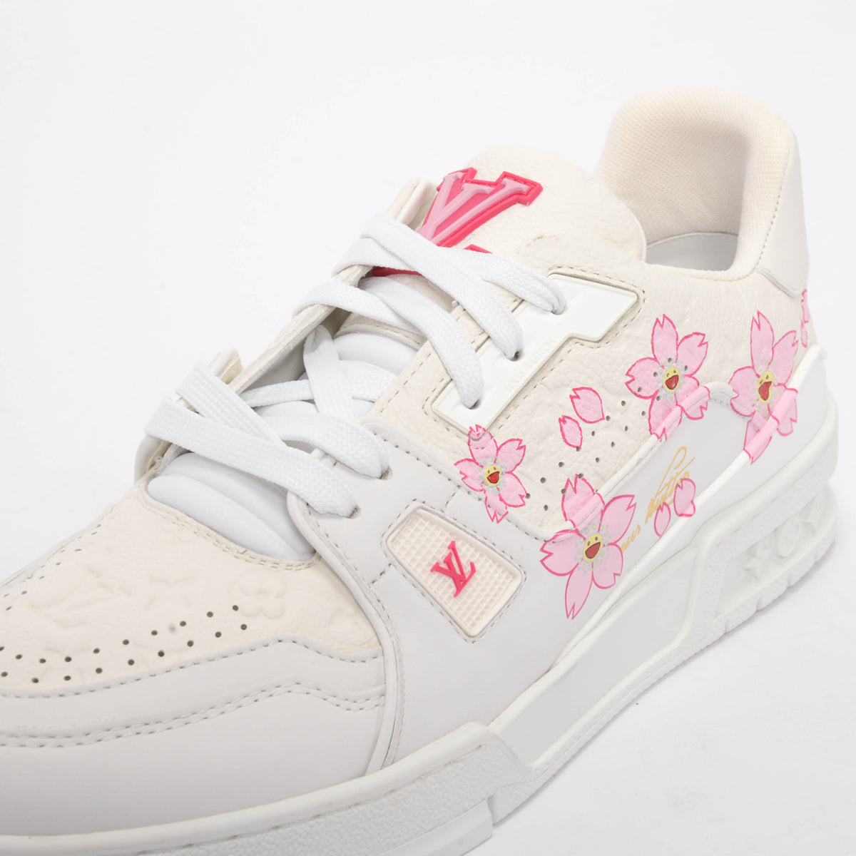 Louis Vuitton x TM Embossed Monogram Cherry Blossom Trainer Sneakers 38
