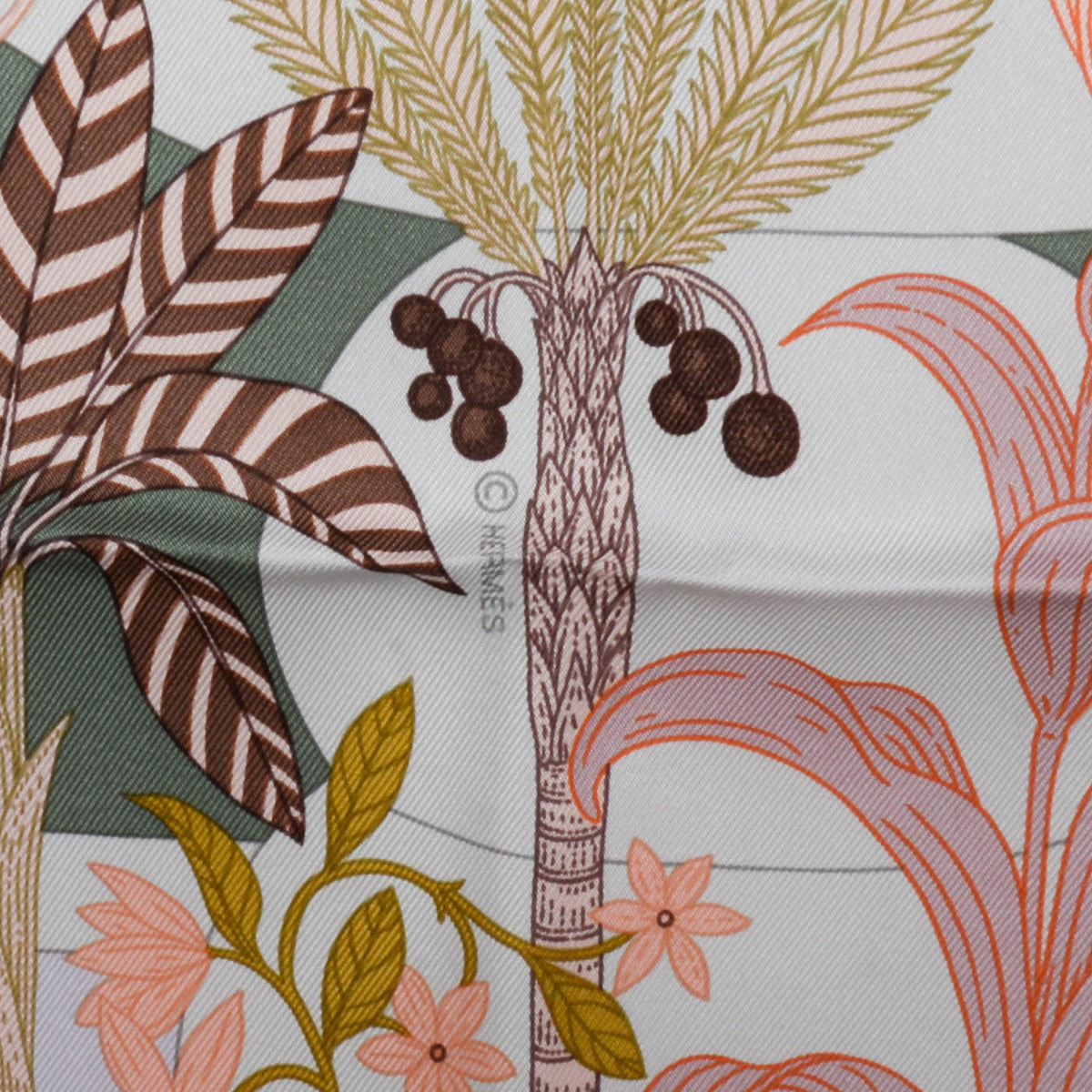 Hermes Kaki Silk Precious Paradise Scarf