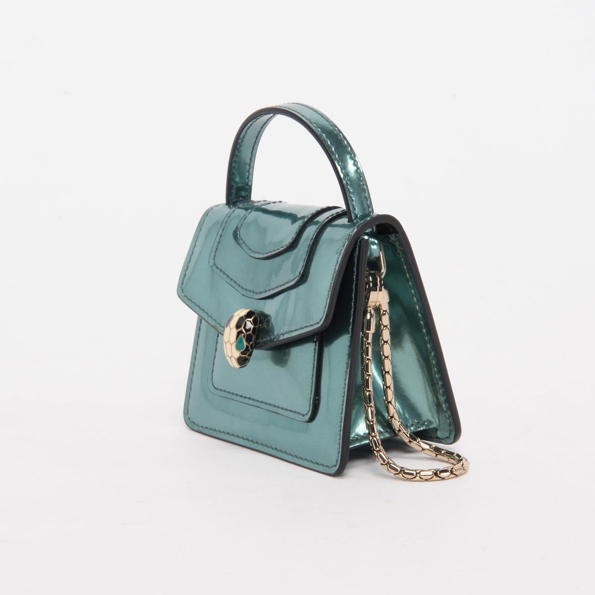 Bulgari Turquoise Metallic Calfskin Serpenti Forever Mini Bag Charm