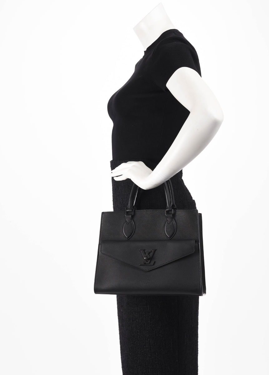 Louis Vuitton Black Grained Calfskin LockMe PM Tote