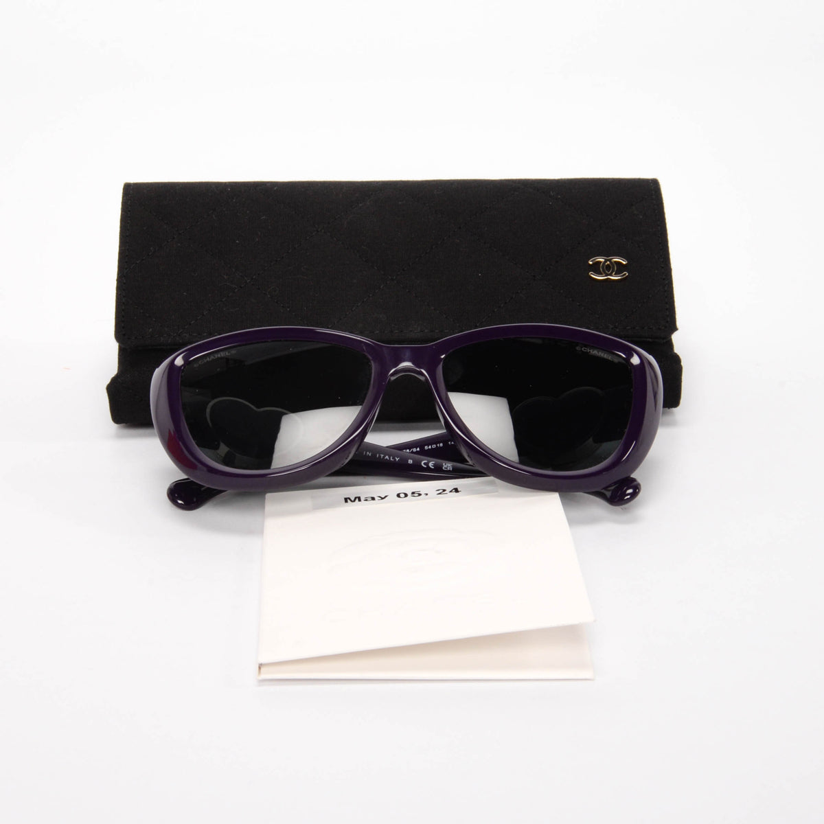 Chanel Purple CC Heart Mirror Butterfly Sunglasses