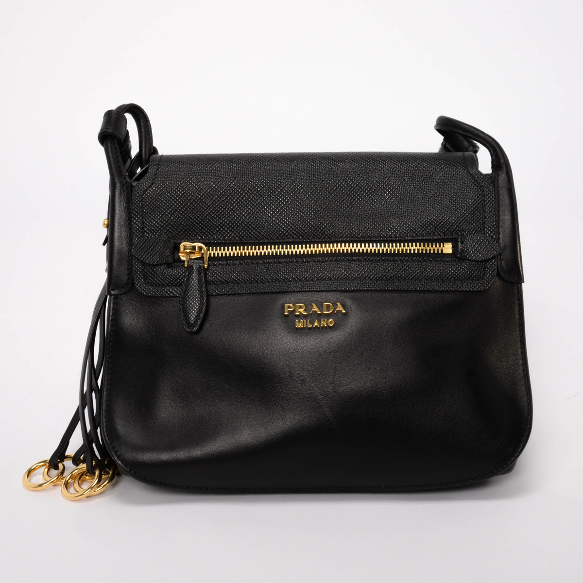 Prada Black Saffiano & Calf Corsaire Bag