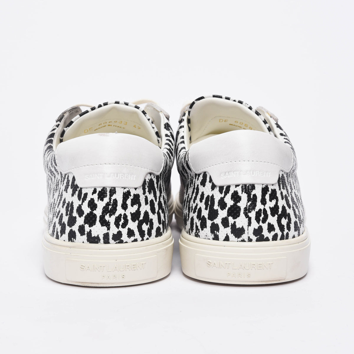 Saint Laurent White Leopard Perforated Leather SL10 Sneakers 47