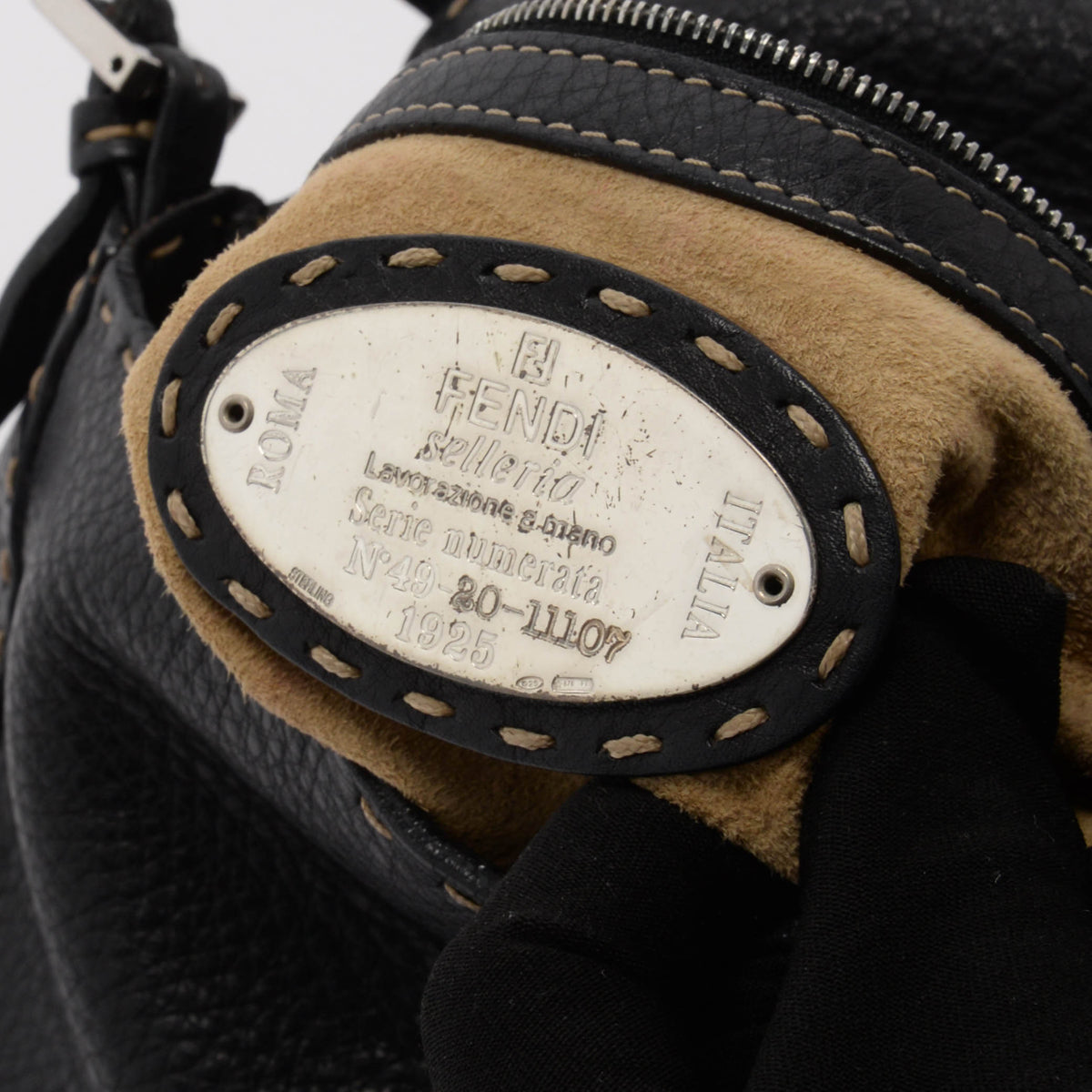 Fendi Black Selleria Mini Baguette Bag